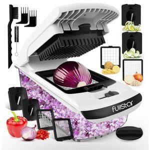 NEW Food Chopper Slicer & Spiralizer w/ Container 4 in 1, White